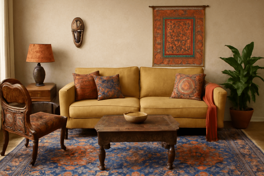2. Ethnic Home Decor Living Room: A Fusion of Cultures